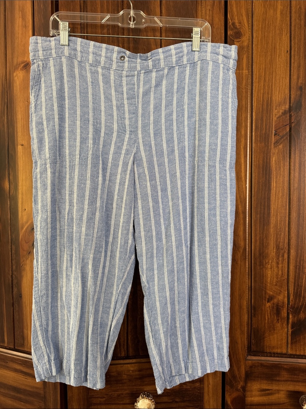 Striped Blue Capris Pants - Lightweight Summer Style